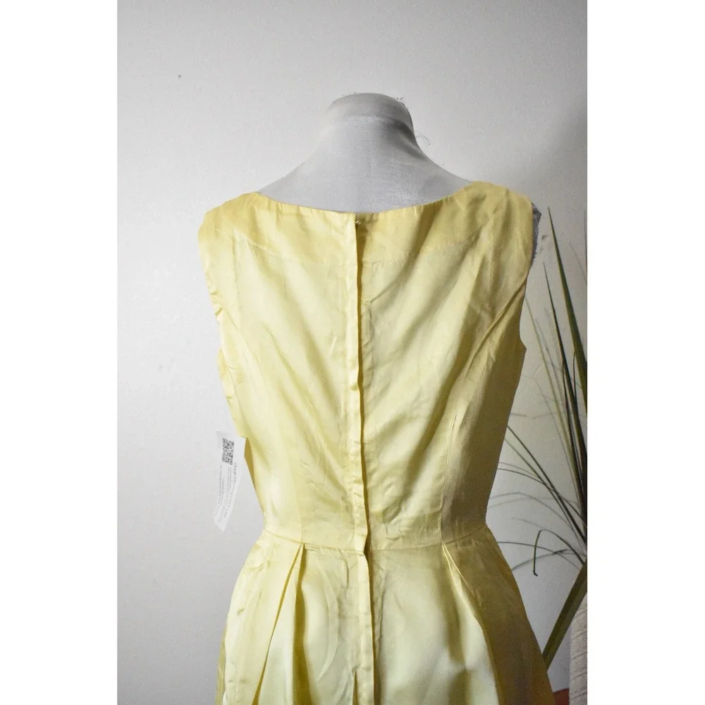 Mini Dress Womens XS Yellow 60s Mod Pleated Sleeveless Cocktail Retro - Picture 5 of 8